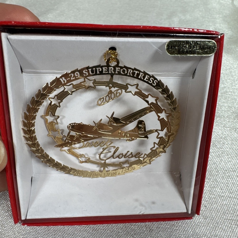 B29 Superfortress‎ Sweet Eloise 2006 Christmas Ornament 24k Gold Flashed Brass